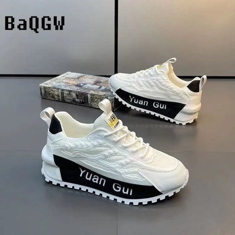 Image of Chunky Sneakers Men Running Shoes Casual Breathable Leather Mesh-FrenzyAfricanFashion.com