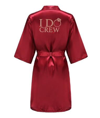 Image of I DO Women Wedding Satin Dressing Gown Personalized Custom Name Bathobe Bridal Party Robes Bridesmaid Robes gift-FrenzyAfricanFashion.com