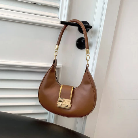 Image of PU Solid Color Single Shoulder Women's Bag Versatile Underarm Bag-FrenzyAfricanFashion.com