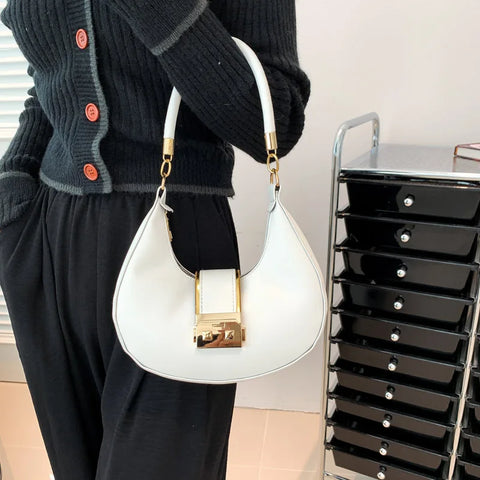 Image of PU Solid Color Single Shoulder Women's Bag Versatile Underarm Bag-FrenzyAfricanFashion.com