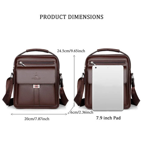 Image of Men's Genuine Leather Crossbody Shoulder Bags High quality Tote Fashion Business Man Messenger Bag Leather Bags fanny pack-FrenzyAfricanFashion.com