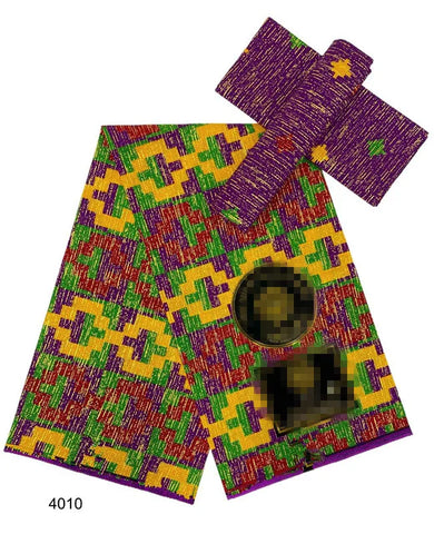 Image of Ankara African Fabric kente gold Real Wax Dress Craft DIY Cotton 4+2yards-FrenzyAfricanFashion.com