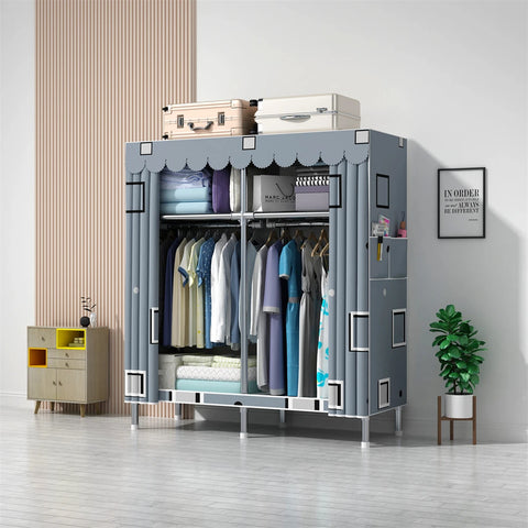 Image of Wardrobe Wardrobe with 23MM Steel Pipe Bedroom Foldable Cloth Wardrobe-FrenzyAfricanFashion.com