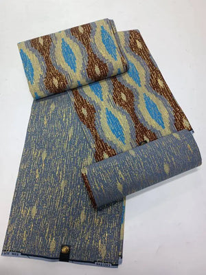 Grey Kente Wax Prints 6 Yard Ankara African Fabric Gold Real Wax Fabric Sewing Dress Craft DIY 100% Cotton-FrenzyAfricanFashion.com