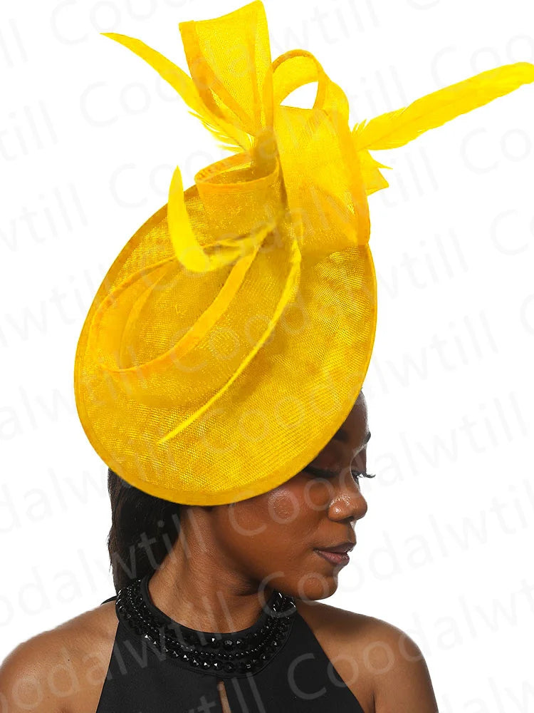 Wedding Church Fascinator Hat Headpiece Women Formal Event Tea Millinery Cap Feather Kentucky Derby Race Millinery-FrenzyAfricanFashion.com