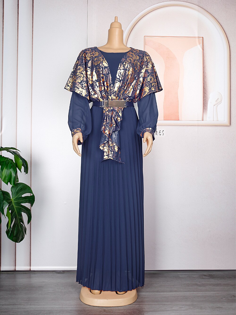 Chiffon Dresses Women Plus Size Evening Party Long Dress Dashiki Print Muslim Abaya Kaftan-FrenzyAfricanFashion.com