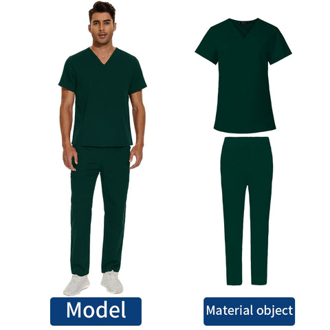 Image of Scrubs Medical Uniform Clinic Hospital Doctor Overalls V-neck Fashion Scrub Pharmacy Nurse Clothes-FrenzyAfricanFashion.com