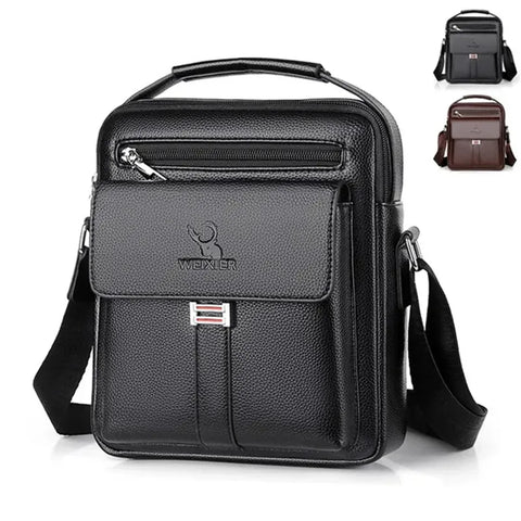 Image of Men's Genuine Leather Crossbody Shoulder Bags High quality Tote Fashion Business Man Messenger Bag Leather Bags fanny pack-FrenzyAfricanFashion.com