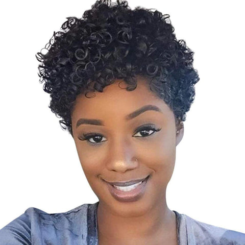 Image of Kinky Curly Wigs Short Wigs Black Women Human Hair-FrenzyAfricanFashion.com