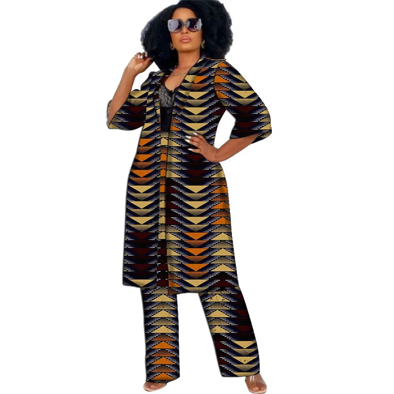 Women Clothing Set Half Sleeve Tops With Straight Pants Ankara Outfits-FrenzyAfricanFashion.com