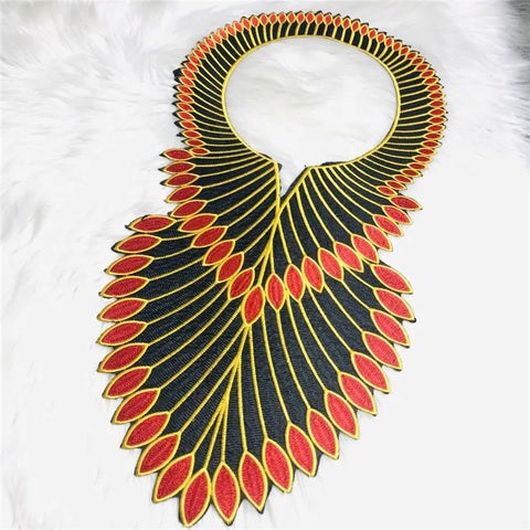 Image of African Embroidery Lace Fabric Collar Neckline Applique-FrenzyAfricanFashion.com