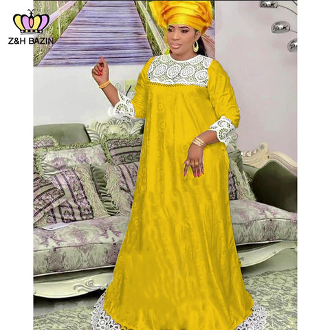 Image of Bazin Riche Swiss Voile Lace Long Dresses Women Party Dashiki-FrenzyAfricanFashion.com