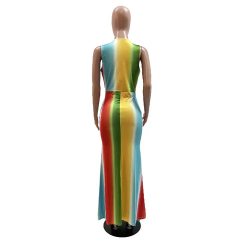 Image of Women Summer Vintage Boho Striped Long Maxi Evening Party-FrenzyAfricanFashion.com