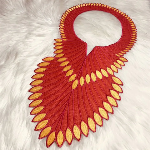 Image of African Embroidery Lace Fabric Collar Neckline Applique-FrenzyAfricanFashion.com