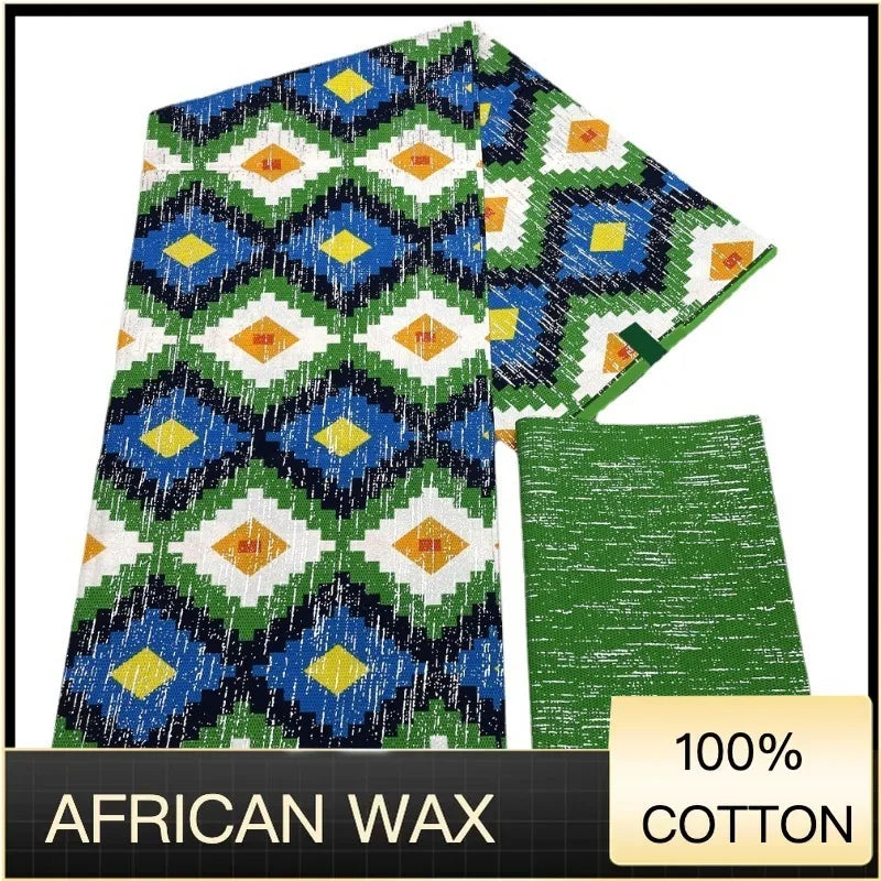 Ankara African Fabric kente gold Real Wax Dress Craft DIY Cotton 4+2yards-FrenzyAfricanFashion.com