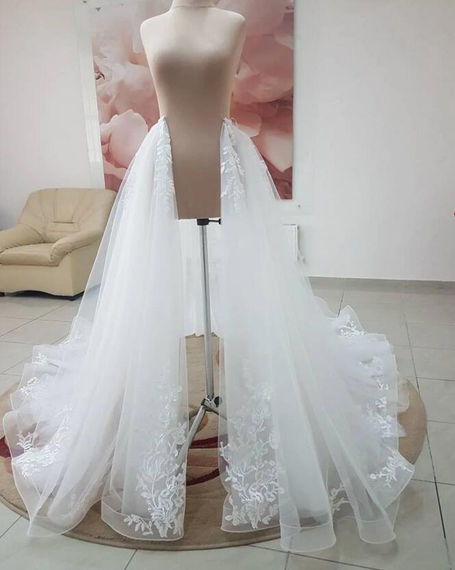 Detachable skirt wedding Overskirt Tulle Train Decorated lace Petticoat-FrenzyAfricanFashion.com