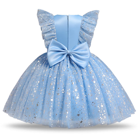 Image of Toddler Baby Girl Dress Big Bow Baptism Dress-FrenzyAfricanFashion.com