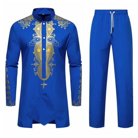 Image of Men's Long Sleeve Shirt Sets Medium Long Clothes-FrenzyAfricanFashion.com