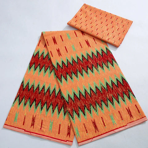 Image of Kente Wax Print Fabric African Real Wax Fabric 100% Cotton Gold Print High Quality Dress-FrenzyAfricanFashion.com