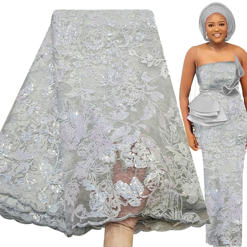 Image of Luxury African Lace Fabric 5 Yards-FrenzyAfricanFashion.com