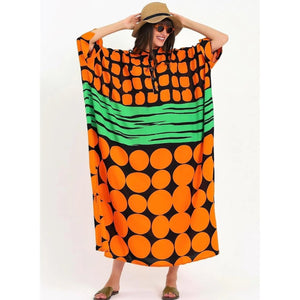 Maxi Dress Batwing Sleeve Tunic Spring Autumn Beach Dress Kaftan Cover-ups-FrenzyAfricanFashion.com