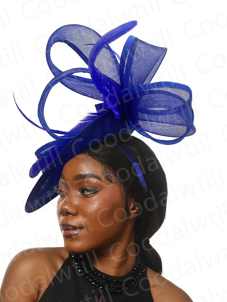 Wedding Church Fascinator Hat Headpiece Women Formal Event Tea Millinery Cap Feather Kentucky Derby Race Millinery-FrenzyAfricanFashion.com