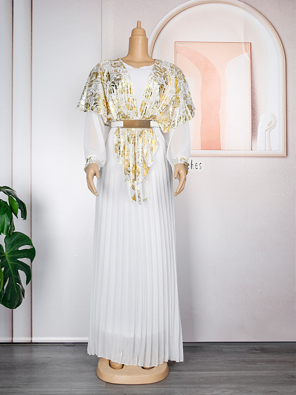 Chiffon Dresses Women Plus Size Evening Party Long Dress Dashiki Print Muslim Abaya Kaftan-FrenzyAfricanFashion.com