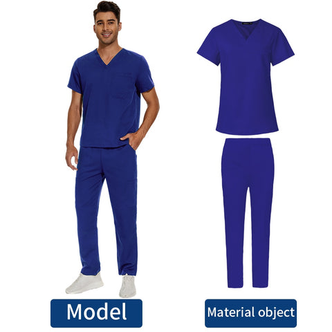 Image of Scrubs Medical Uniform Clinic Hospital Doctor Overalls V-neck Fashion Scrub Pharmacy Nurse Clothes-FrenzyAfricanFashion.com