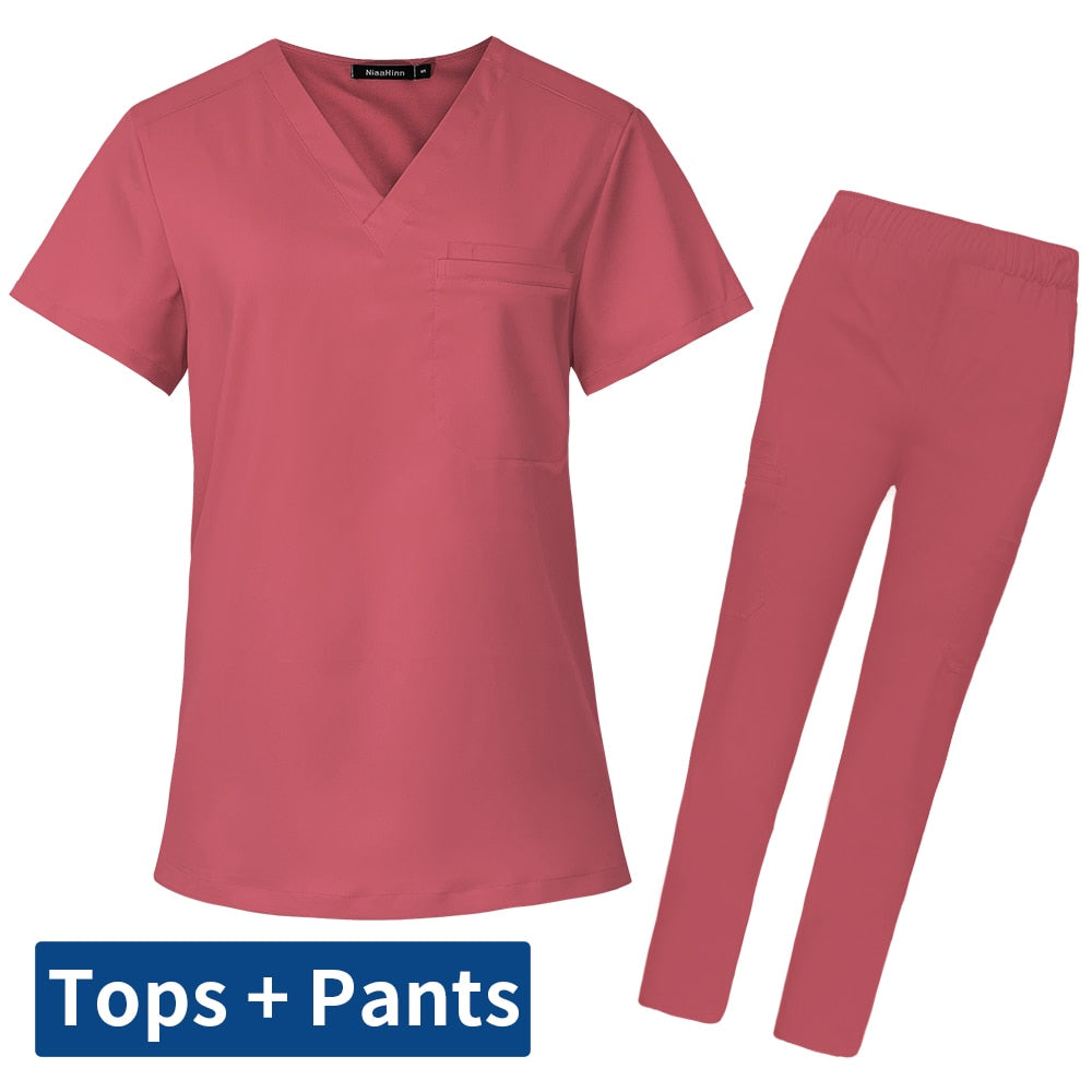 Niaahinn Hospital Wholesale Scrubs Uniforms Nurse Design Short Sleeve Nursing Scrubs Women Men Stylish