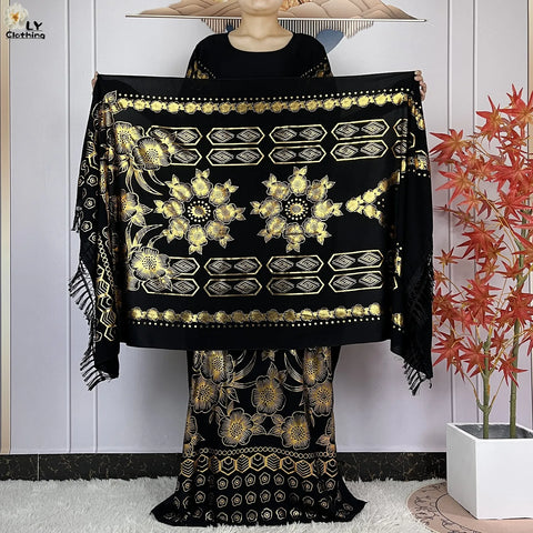 Image of Abaya Dress Short Sleeve Cotton Loose Robe With Big Scarf Maxi-FrenzyAfricanFashion.com