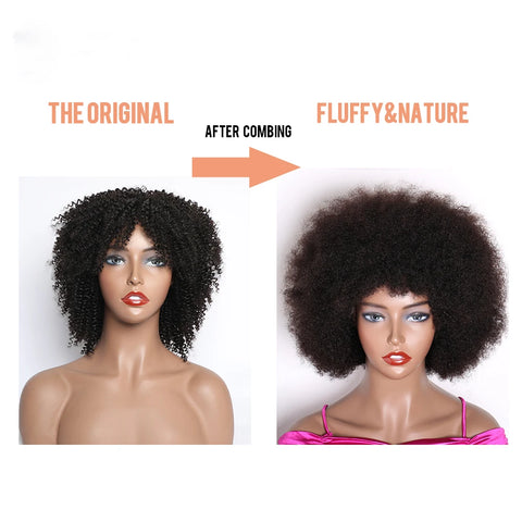 Image of Mongolian Afro Kinky Curly Human Hair Wigs Short Pixie Curl-FrenzyAfricanFashion.com