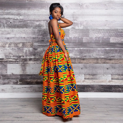 Image of african printing plus size polyester long dress-FrenzyAfricanFashion.com