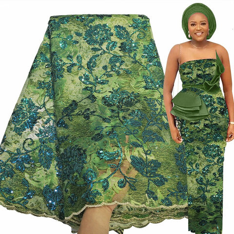 Image of Luxury African Lace Fabric 5 Yards-FrenzyAfricanFashion.com