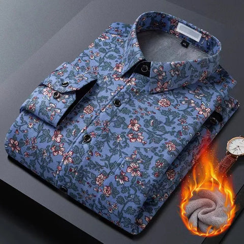 Image of flower design high casual mens shirt-FrenzyAfricanFashion.com