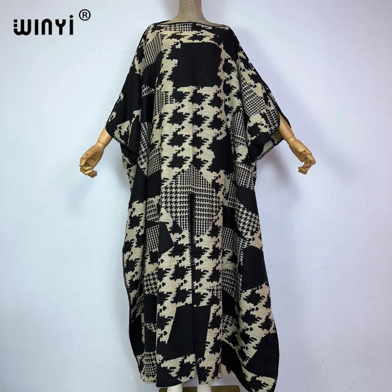 Retro Print fashion kaftan Holiday dress Women Boho Party long dress-FrenzyAfricanFashion.com