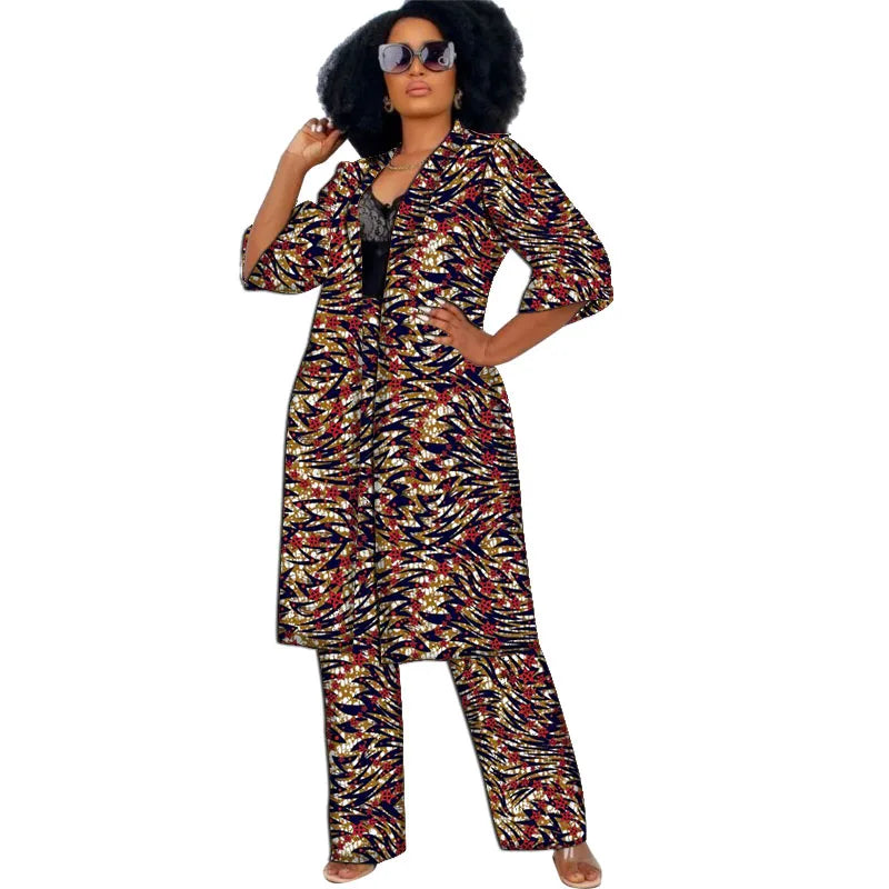 Women Clothing Set Half Sleeve Tops With Straight Pants Ankara Outfits-FrenzyAfricanFashion.com