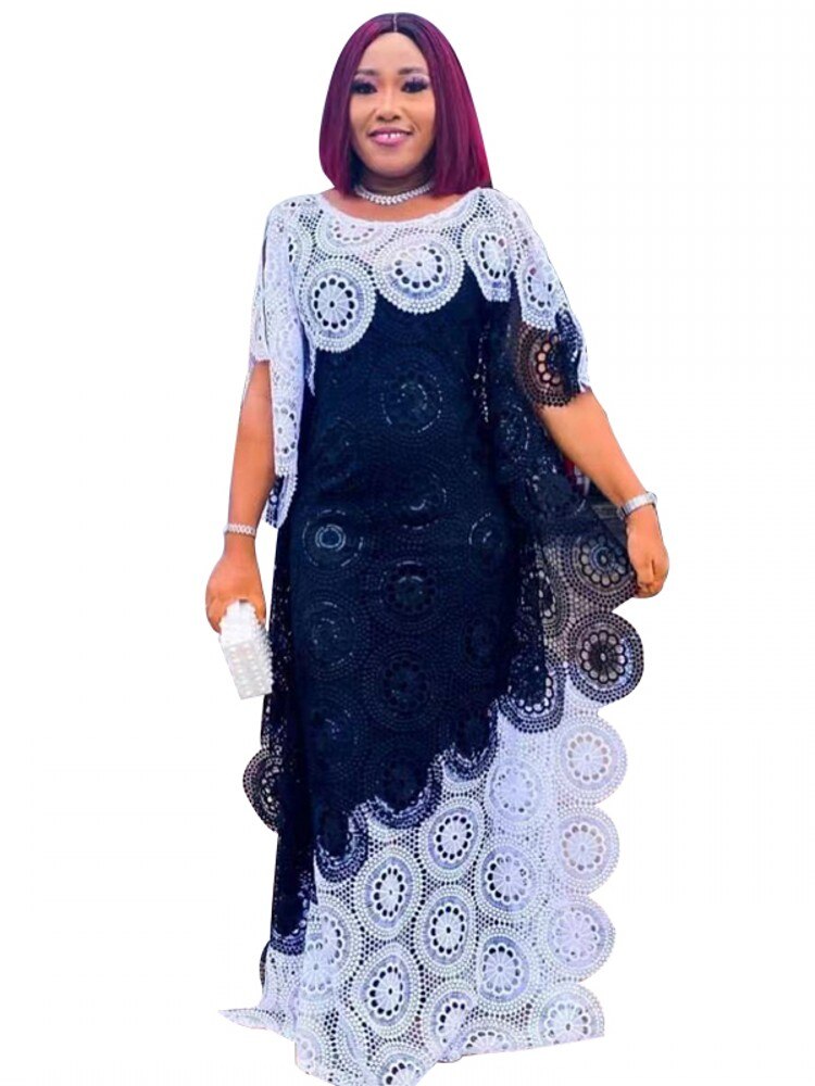 Lace African Dress Layered Evening Long Gown-FrenzyAfricanFashion.com