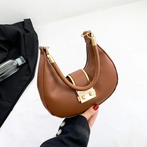 Image of PU Solid Color Single Shoulder Women's Bag Versatile Underarm Bag-FrenzyAfricanFashion.com