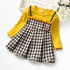 Autumn baby girls rivet plaid long-sleeved dresses Toddler-FrenzyAfricanFashion.com