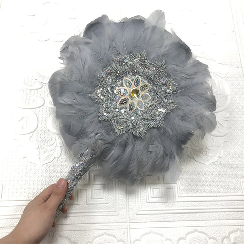 Image of 1pcs Small Size African Goose Feather HandFan for Dance Mariage Wedding Decoration Hand Fan Black Nigerian Feathers Fan-FrenzyAfricanFashion.com