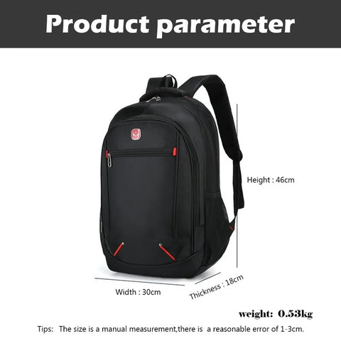 Image of Large-capacity Student School Bag Casual Solid Color Backpack Material Oxford Men New Backpack Multi-functional Simple Bag-FrenzyAfricanFashion.com