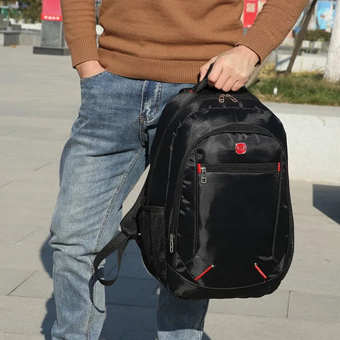 Image of Large-capacity Student School Bag Casual Solid Color Backpack Material Oxford Men New Backpack Multi-functional Simple Bag-FrenzyAfricanFashion.com