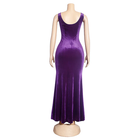 Image of Elegant African Evening Dresses Sleeveless Bodycon Sexy Slim Long Dress Wedding Party Gowns Fashion Women Kaftan Turkish Outfits-FrenzyAfricanFashion.com