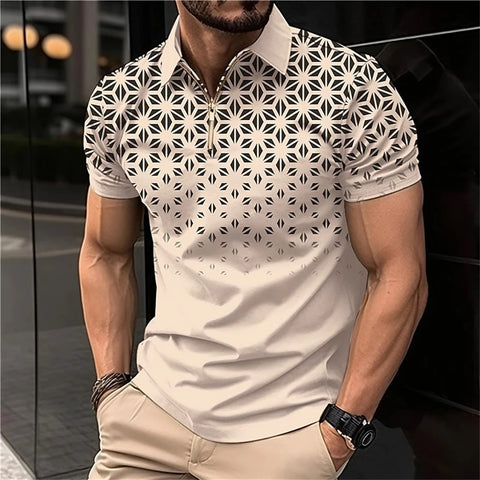 Image of Summer Men Short Sleeve Polo Shirt Fashion 3D T-Shir Lapel Golf Shirt Casual-FrenzyAfricanFashion.com