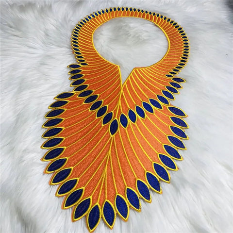 Image of African Embroidery Lace Fabric Collar Neckline Applique-FrenzyAfricanFashion.com