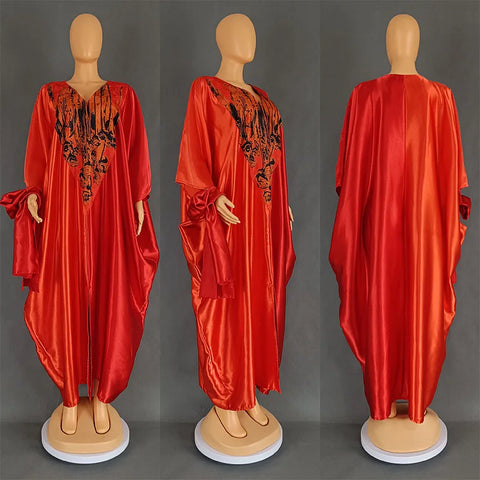 Image of Abayas Women Dubai Fashion Dress Caftan Marocain Evening Party Satin Boubou-FrenzyAfricanFashion.com