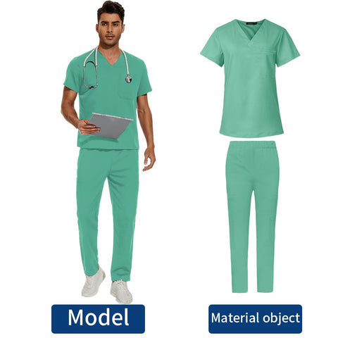 Image of Scrubs Medical Uniform Clinic Hospital Doctor Overalls V-neck Fashion Scrub Pharmacy Nurse Clothes-FrenzyAfricanFashion.com