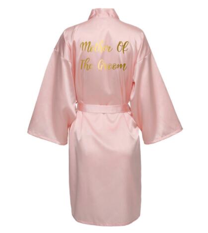 Image of Satin Silk Bride Robe Wedding Robe Bride Bridesmaid Dressing Gown Bridesmaid White Robes Satin Gold Font Gown-FrenzyAfricanFashion.com