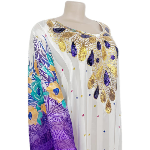 Image of Maxi Dresses Women BouBou Floral Silk Abaya-FrenzyAfricanFashion.com