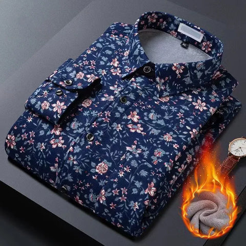 Image of flower design high casual mens shirt-FrenzyAfricanFashion.com